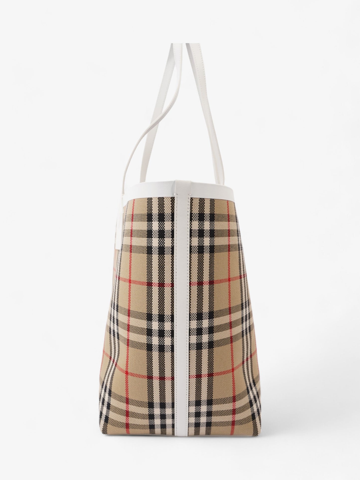 Burberry London Check Tote Bag Vintage Check / White Fabric Medium