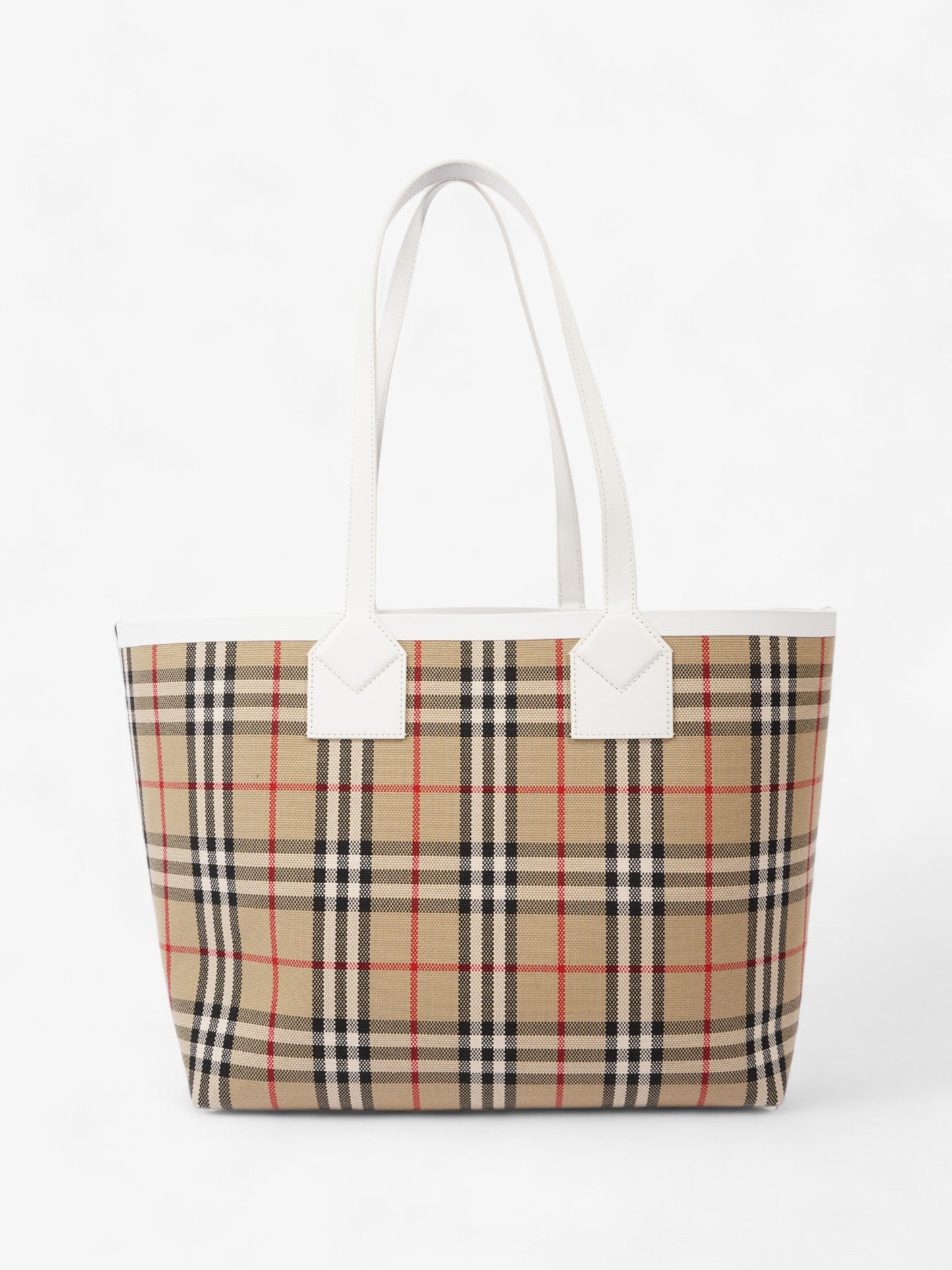 Burberry London Check Tote Bag Vintage Check / White Fabric Medium