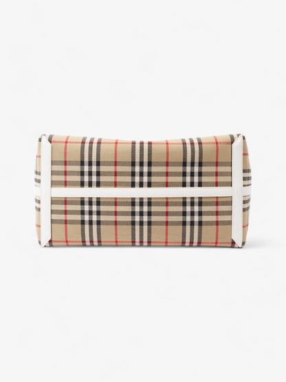 Burberry London Check Tote Bag Vintage Check / White Fabric Medium