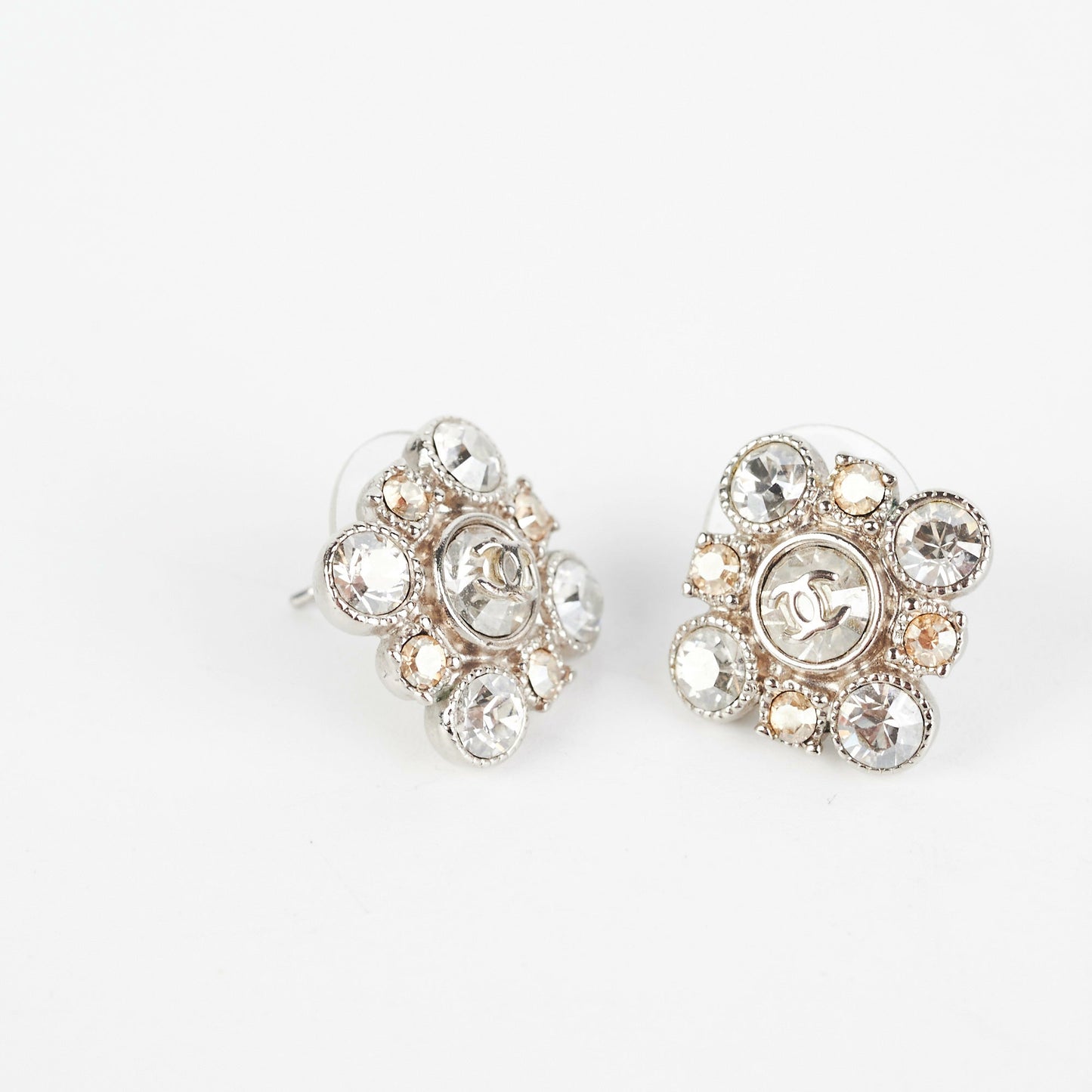 Chanel Rhinestone Logo Earrings Costume Jewellery