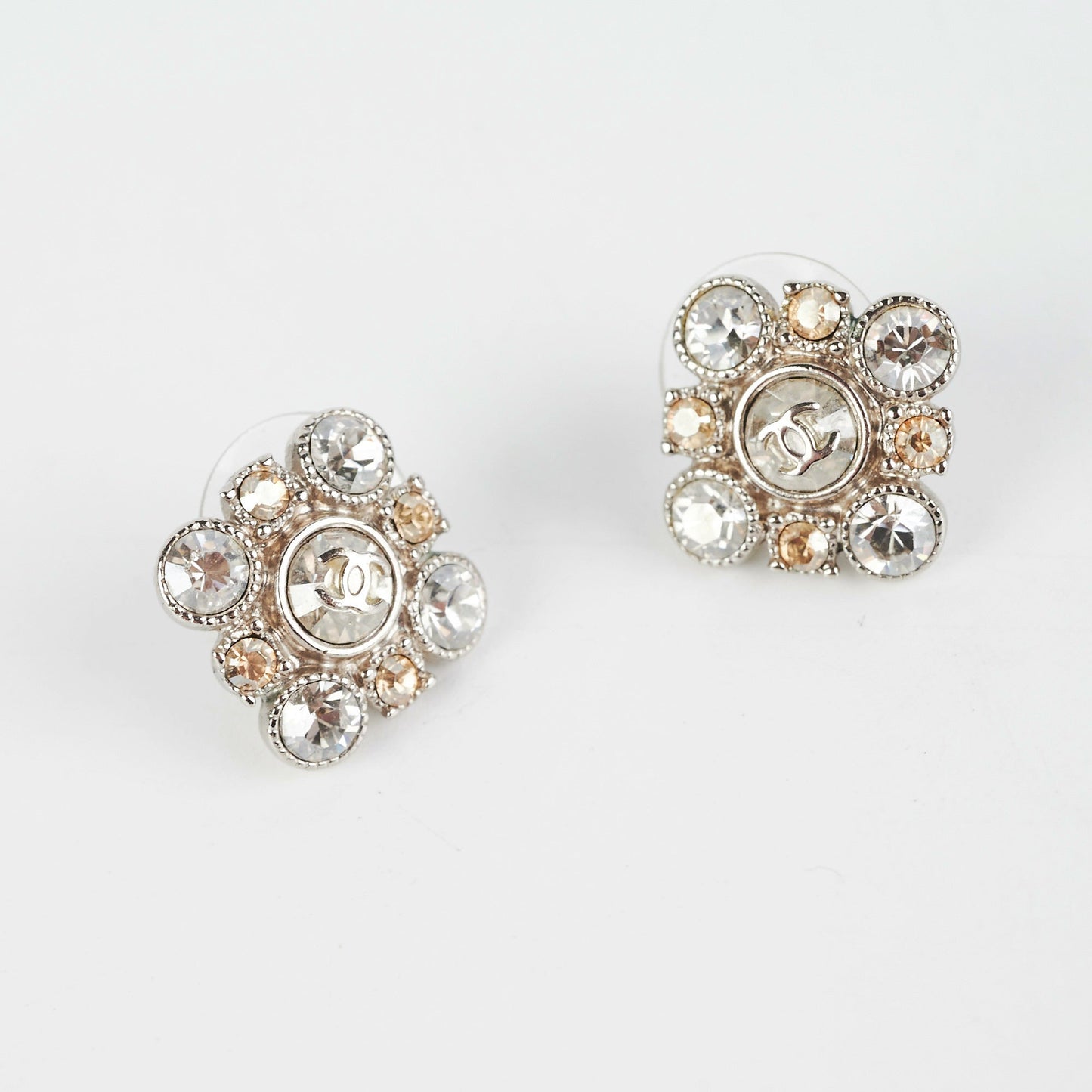 Chanel Rhinestone Logo Earrings Costume Jewellery