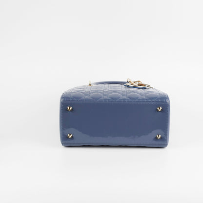Lady Dior Medium Patent Blue/Grey