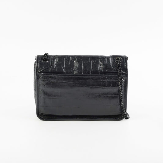 Saint Laurent Niki Baby Croc Embossed Shoulder Bag