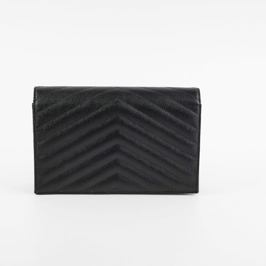 ITEM 25 - Saint Laurent Cassandre Wallet On Chain (WOC) Small Black