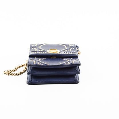 Christian Dior Vertical Diorama Navy Studded Crossbody Bag