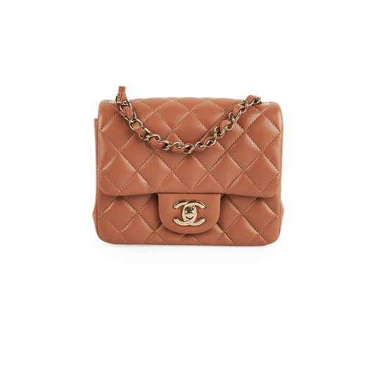 ITEM 7 - Chanel Mini Square Caramel Lambskin (Microchipped)