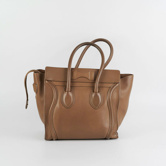 Celine Micro Luggage Taupe Tote