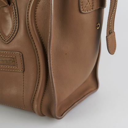 Celine Micro Luggage Taupe Tote