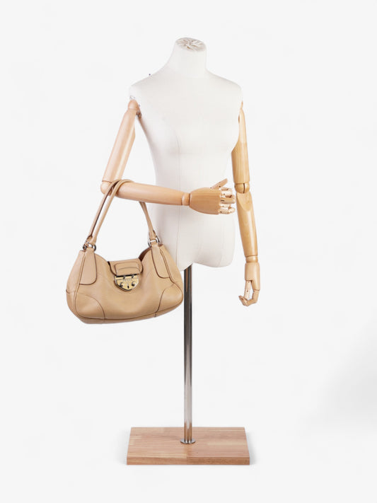Prada Buckle Flap Beige Leather