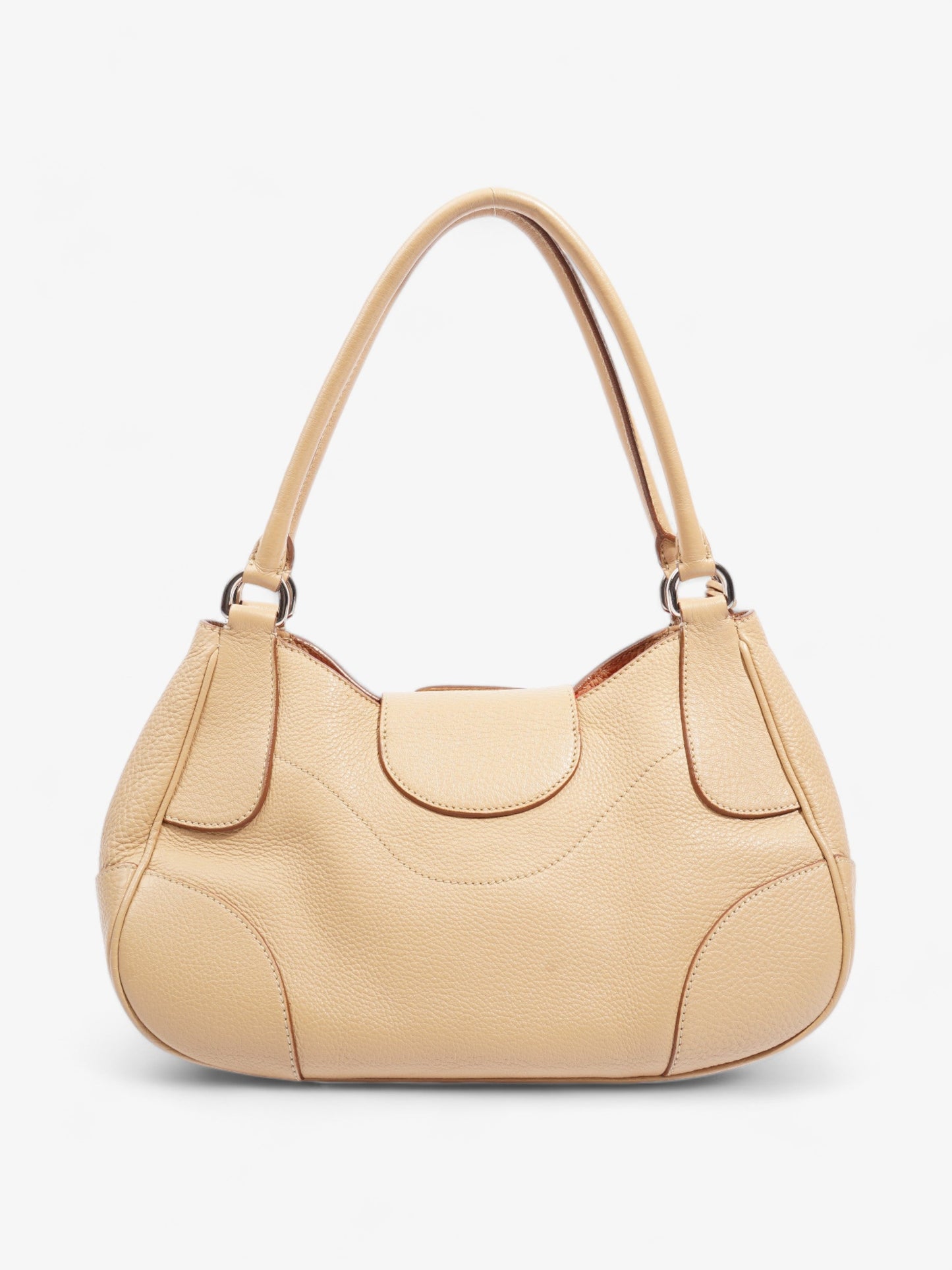 Prada Buckle Flap Beige Leather