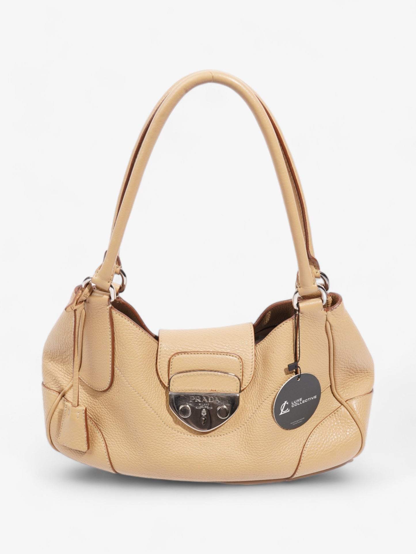 Prada Buckle Flap Beige Leather