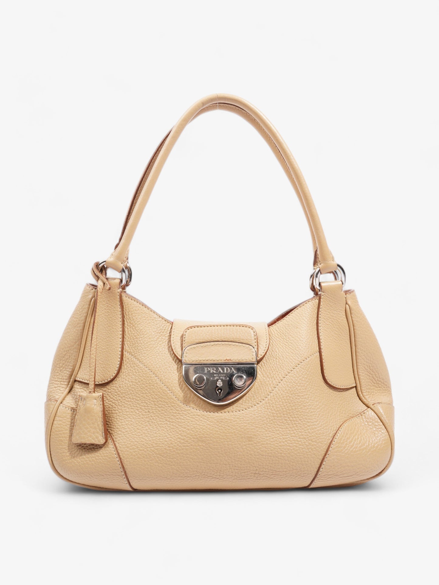 Prada Buckle Flap Beige Leather