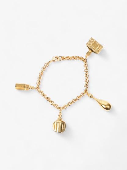 Christian Dior Perfume Bottle Charm Bracelet Gold Base Metal