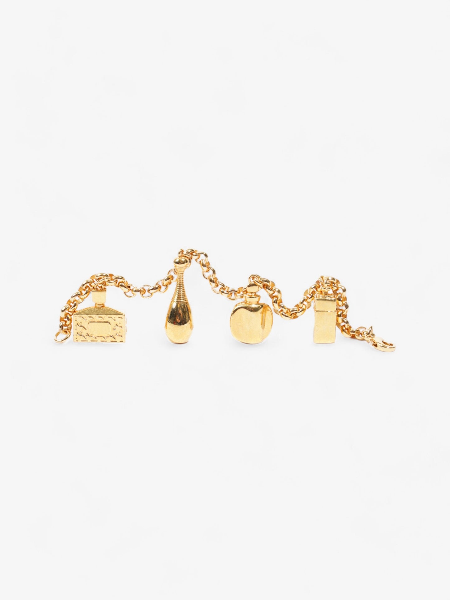 Christian Dior Perfume Bottle Charm Bracelet Gold Base Metal