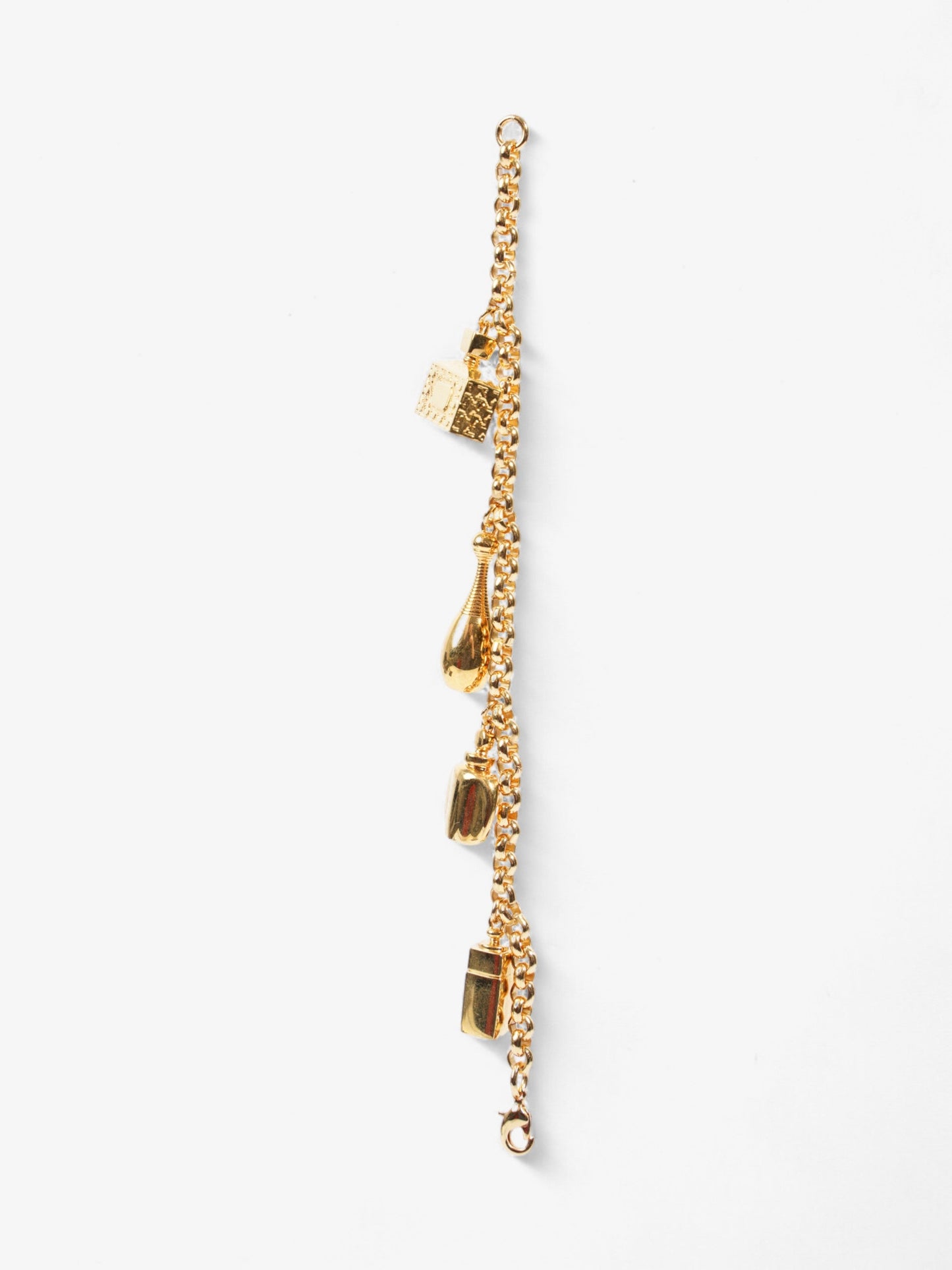 Christian Dior Perfume Bottle Charm Bracelet Gold Base Metal