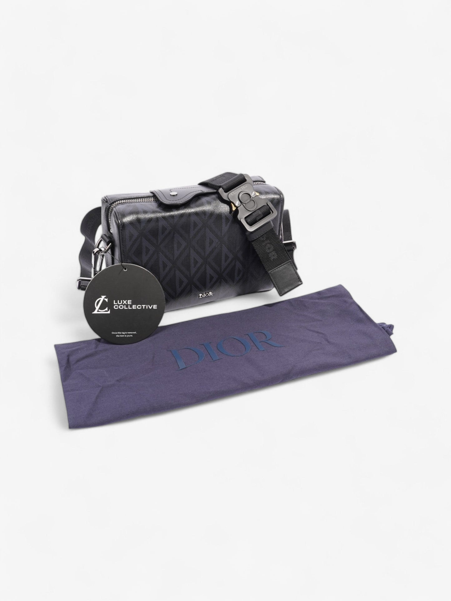 Christian Dior Lingot CD Diamond Bag Black / Navy Blue Canvas