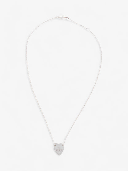 Gucci Trademark Heart Necklace Silver Silver Sterling