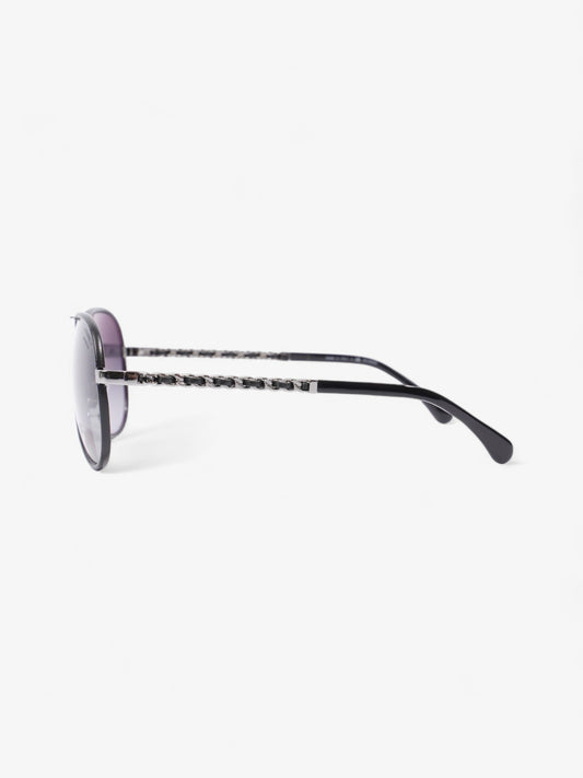 Chanel Pilot-Frame Sunglasses Black Acetate 140mm