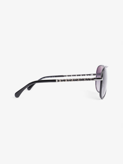 Chanel Pilot-Frame Sunglasses Black Acetate 140mm