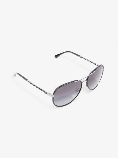 Chanel Pilot-Frame Sunglasses Black Acetate 140mm