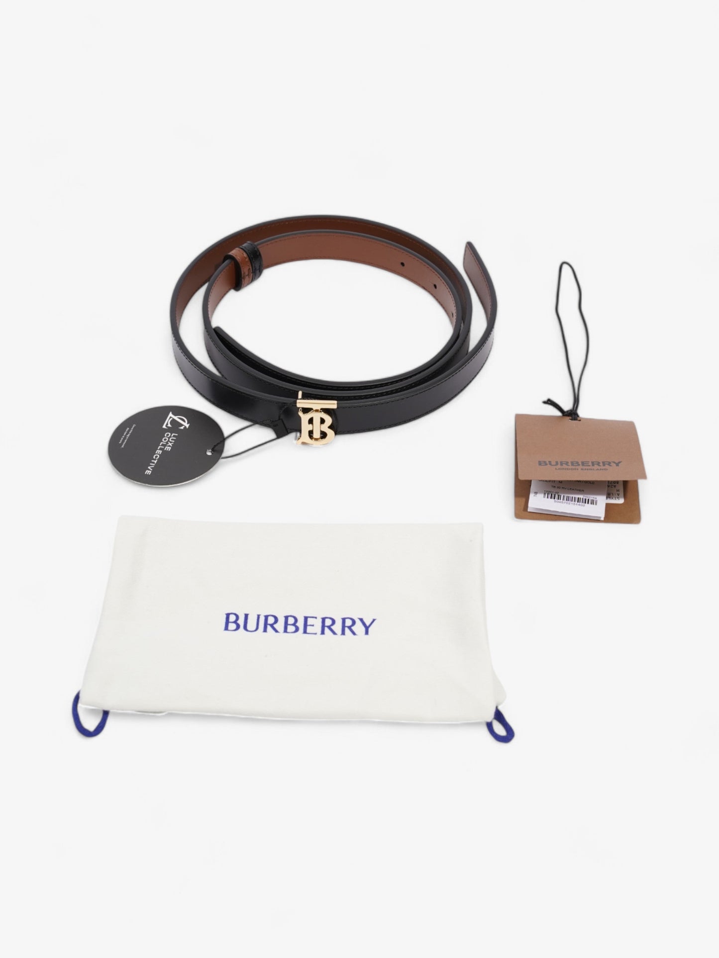 Burberry TB Reversible Belt Black / Brown Leather Medium - 123cm