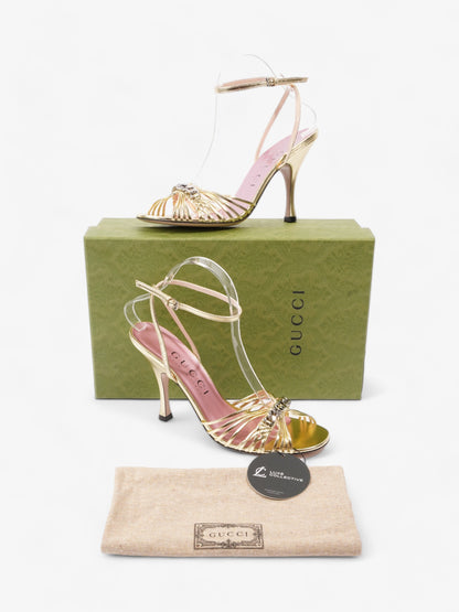 Gucci GG Chain Sandals 70mm Gold Leather EU 39.5 UK 6.5