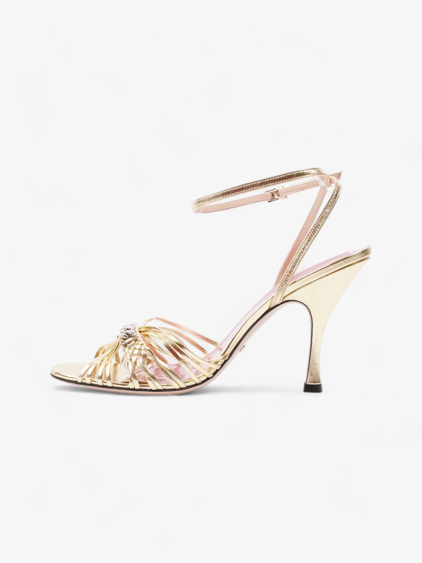 Gucci GG Chain Sandals 70mm Gold Leather EU 39.5 UK 6.5