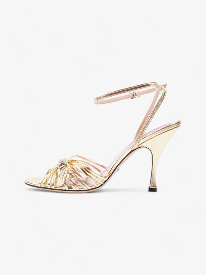 Gucci GG Chain Sandals 70mm Gold Leather EU 39.5 UK 6.5