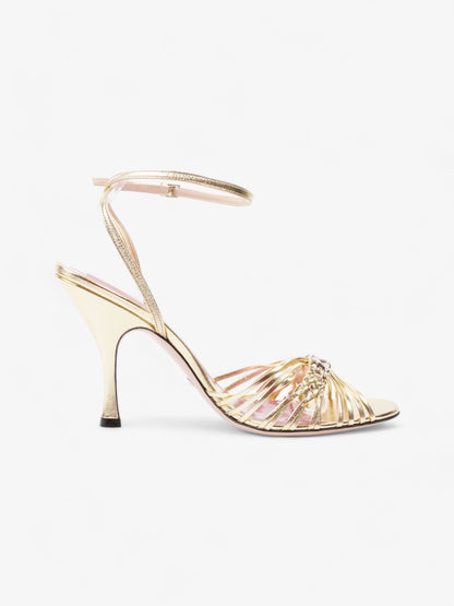 Gucci GG Chain Sandals 70mm Gold Leather EU 39.5 UK 6.5