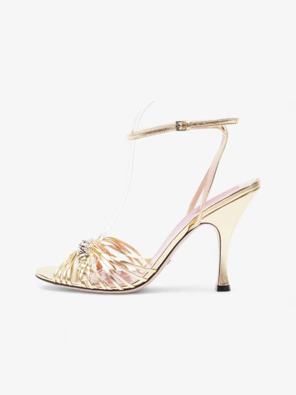 Gucci GG Chain Sandals 70mm Gold Leather EU 39.5 UK 6.5