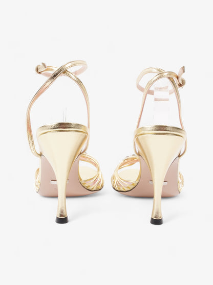 Gucci GG Chain Sandals 70mm Gold Leather EU 39.5 UK 6.5