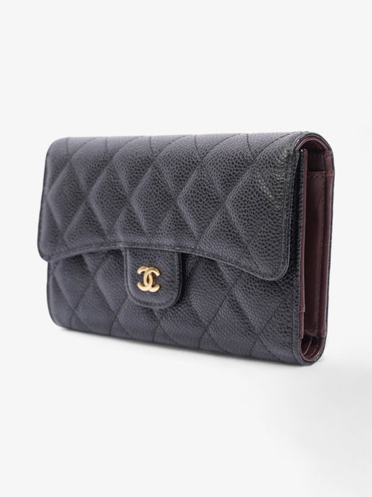 Chanel CC Flap Continental Wallet Black / Gold Caviar Leather