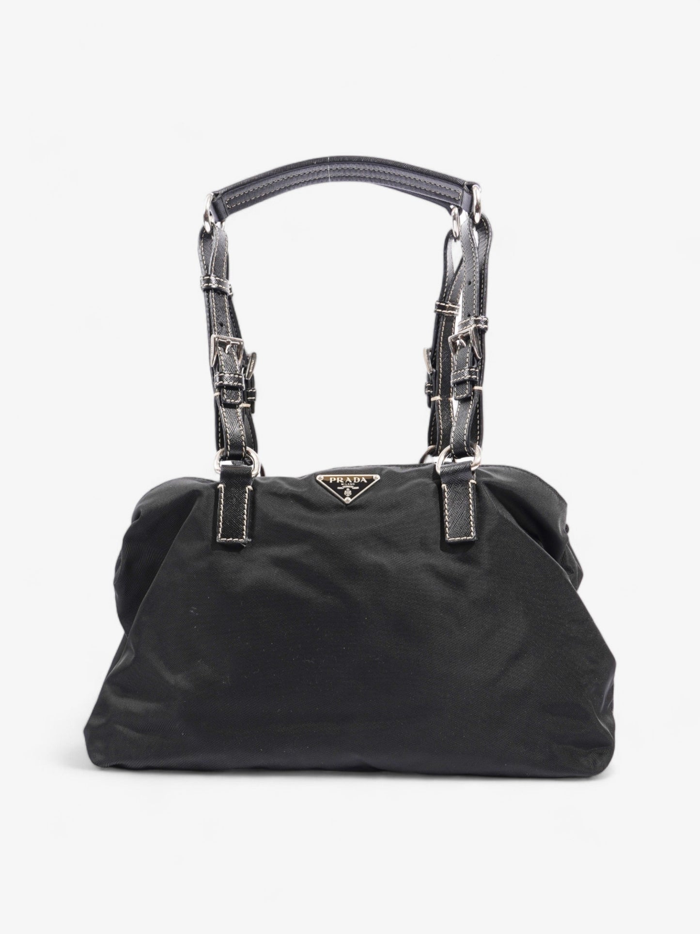 Prada Shopping Handle Double Zip Black Re Nylon