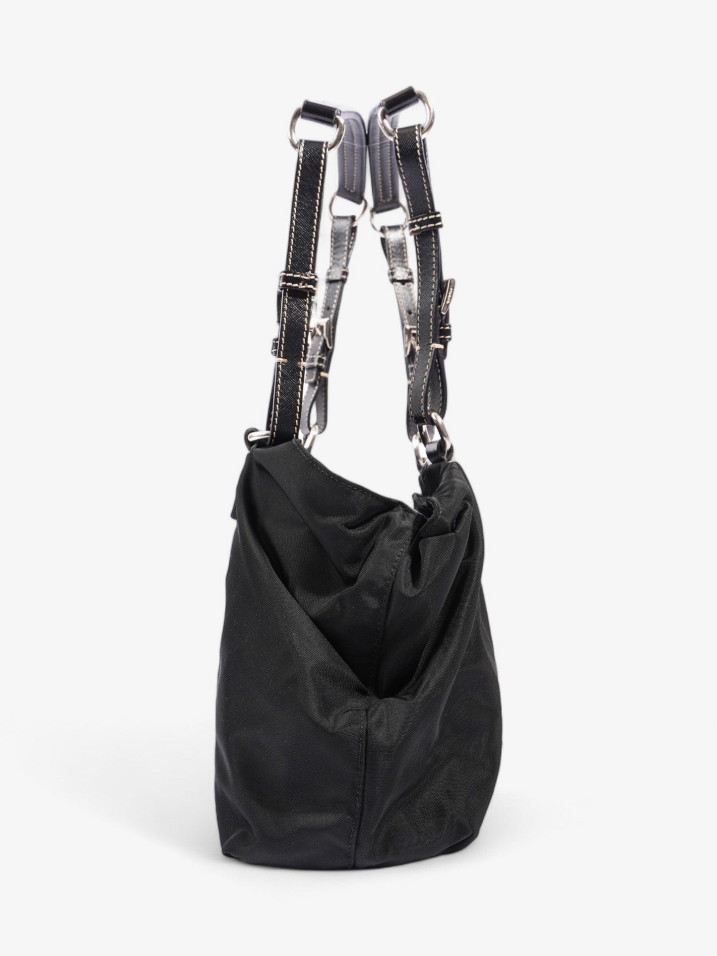 Prada Shopping Handle Double Zip Black Re Nylon
