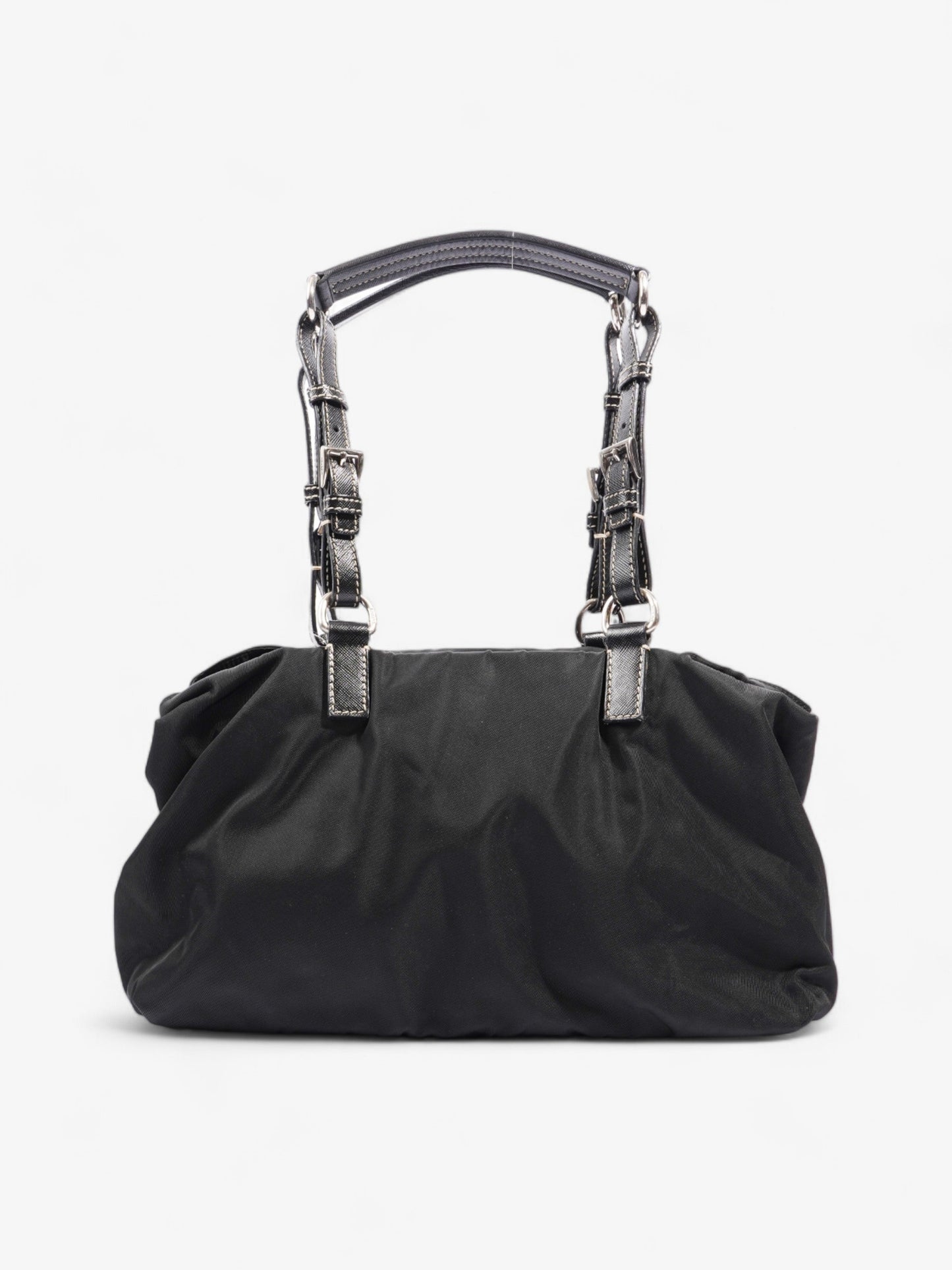 Prada Shopping Handle Double Zip Black Re Nylon