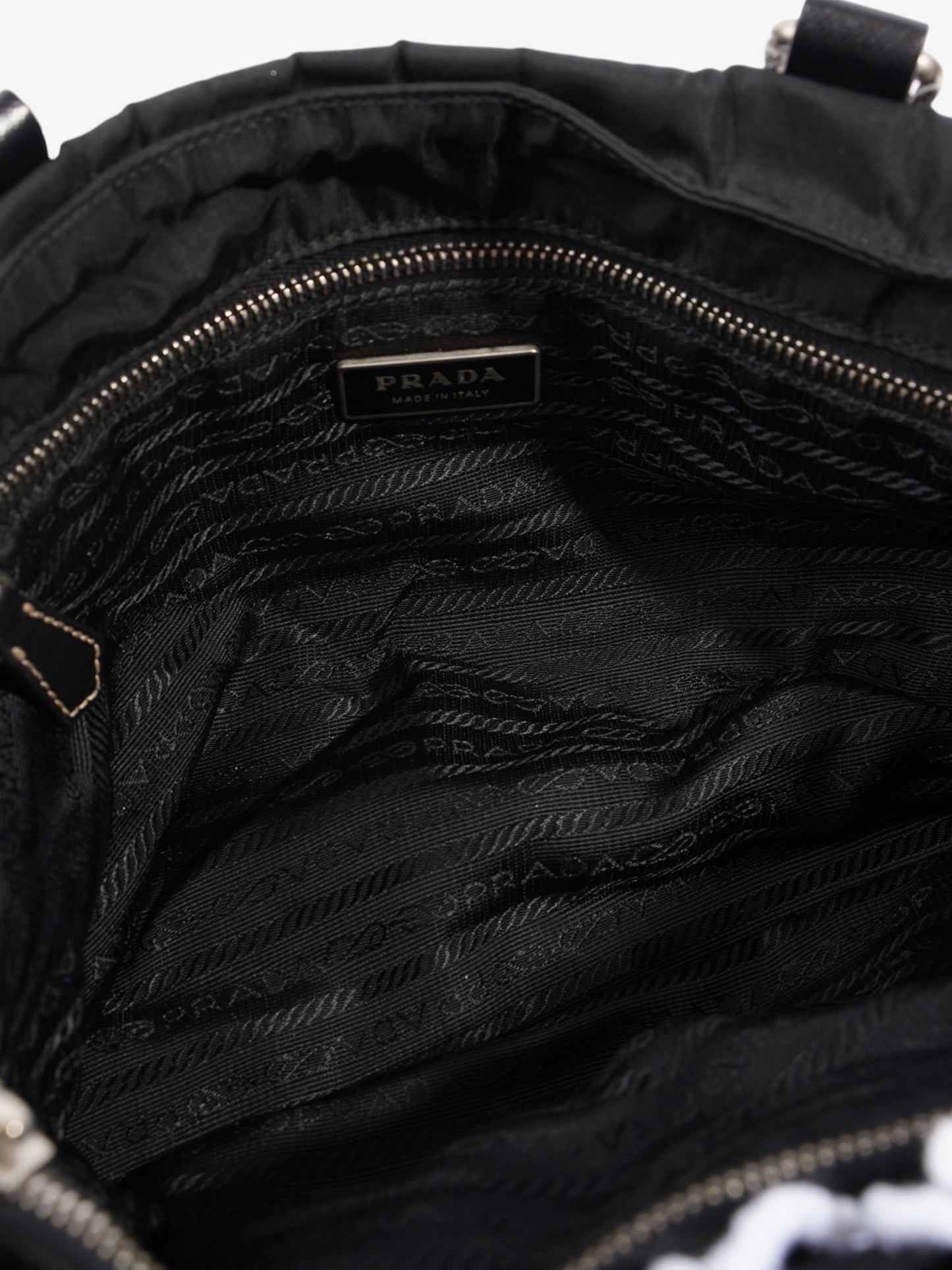 Prada Shopping Handle Double Zip Black Re Nylon