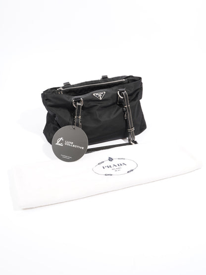 Prada Shopping Handle Double Zip Black Re Nylon