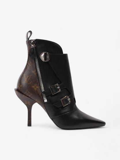 Louis Vuitton Janet Ankle Boots 80 Black / Brown Monogram Leather EU 39 UK 6