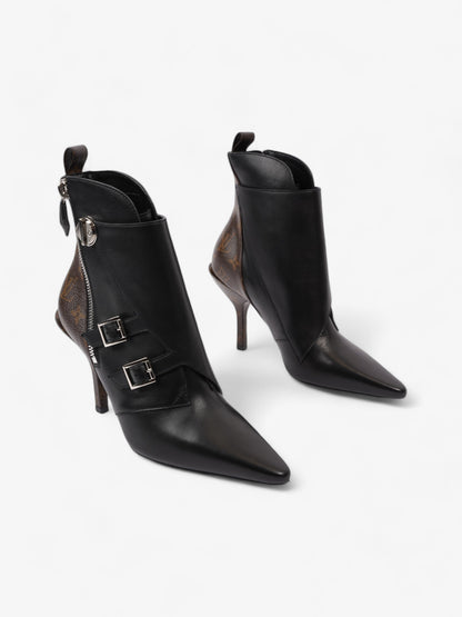 Louis Vuitton Janet Ankle Boots 80 Black / Brown Monogram Leather EU 39 UK 6