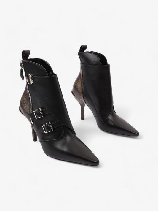 Louis Vuitton Janet Ankle Boots 80 Black / Brown Monogram Leather EU 39 UK 6
