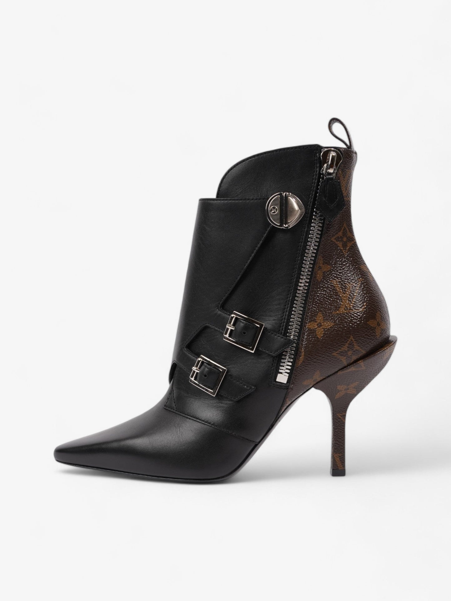 Louis Vuitton Janet Ankle Boots 80 Black / Brown Monogram Leather EU 39 UK 6