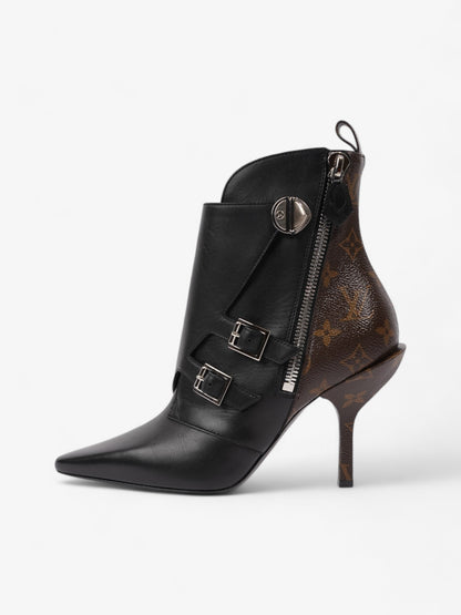 Louis Vuitton Janet Ankle Boots 80 Black / Brown Monogram Leather EU 39 UK 6