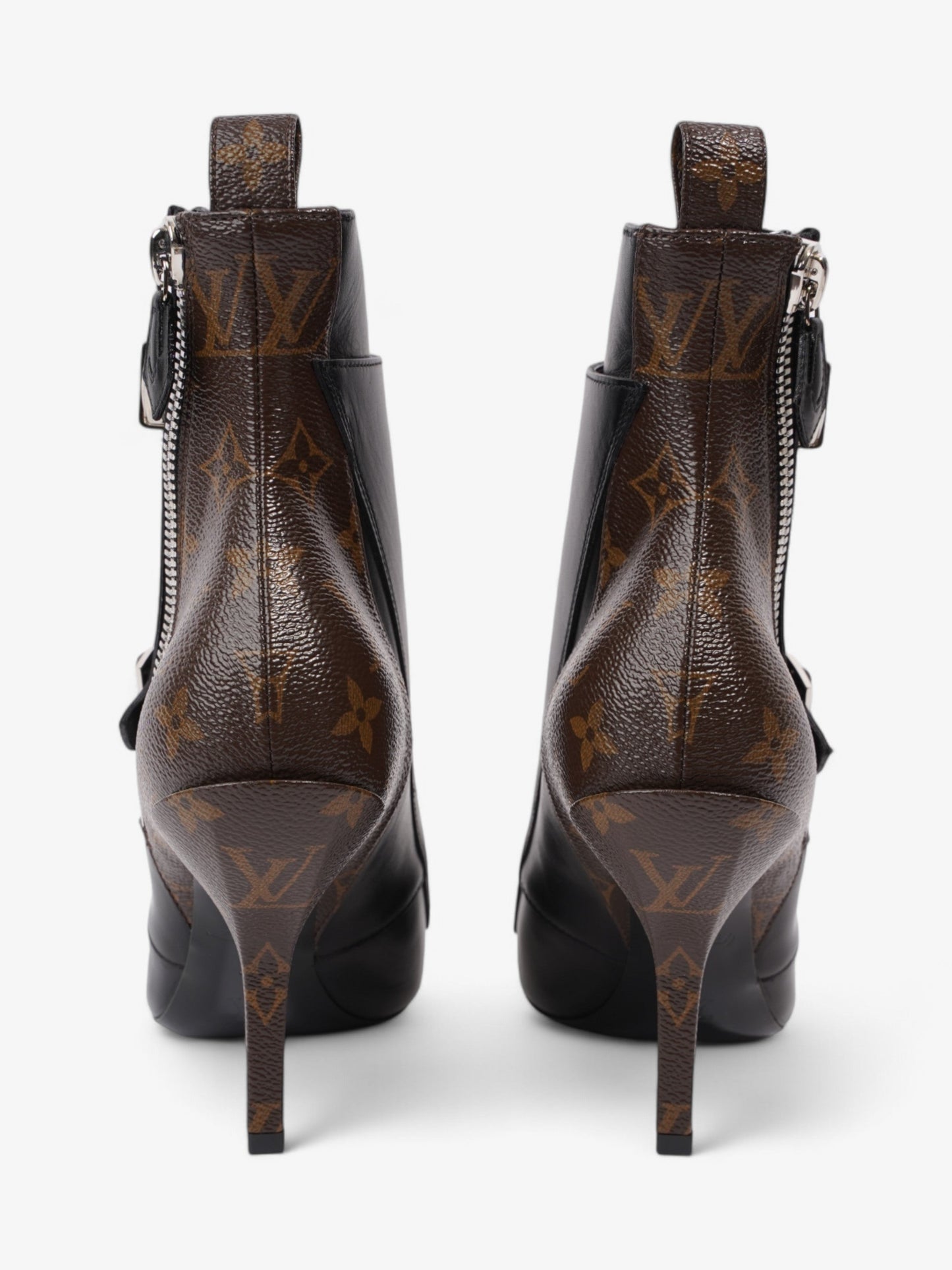 Louis Vuitton Janet Ankle Boots 80 Black / Brown Monogram Leather EU 39 UK 6