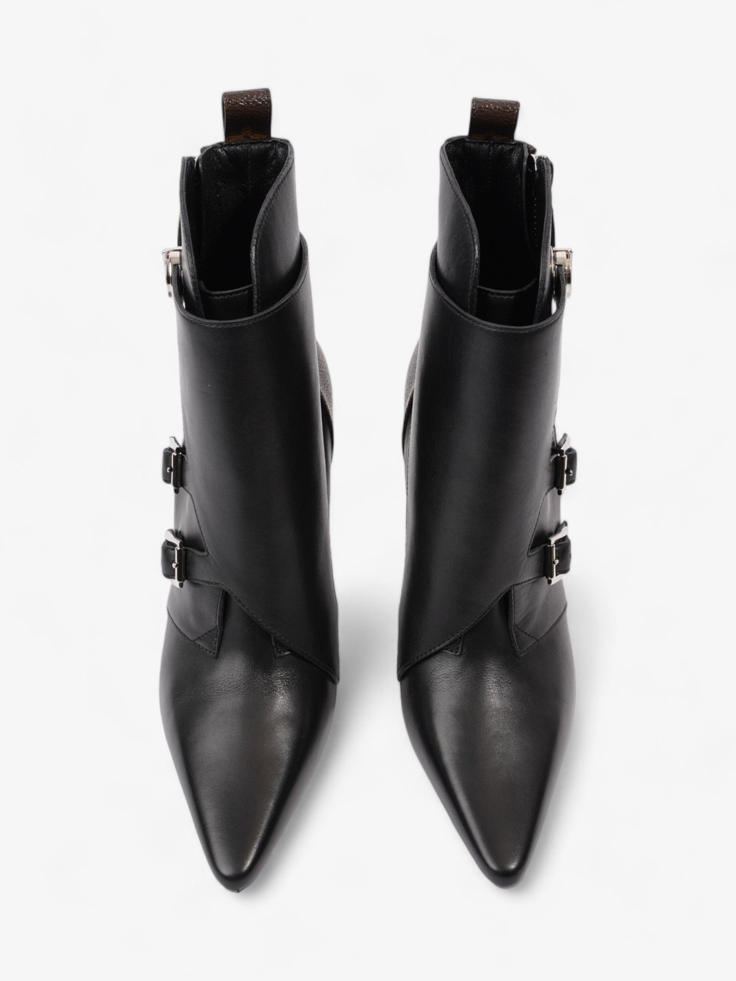 Louis Vuitton Janet Ankle Boots 80 Black / Brown Monogram Leather EU 39 UK 6