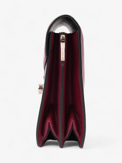 Prada Sound Two Way Bag Burgundy Saffiano Leather