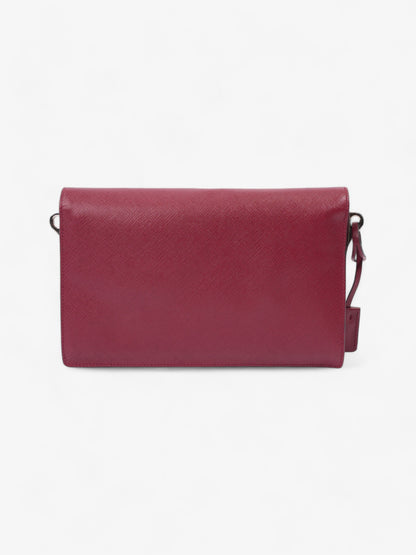 Prada Sound Two Way Bag Burgundy Saffiano Leather