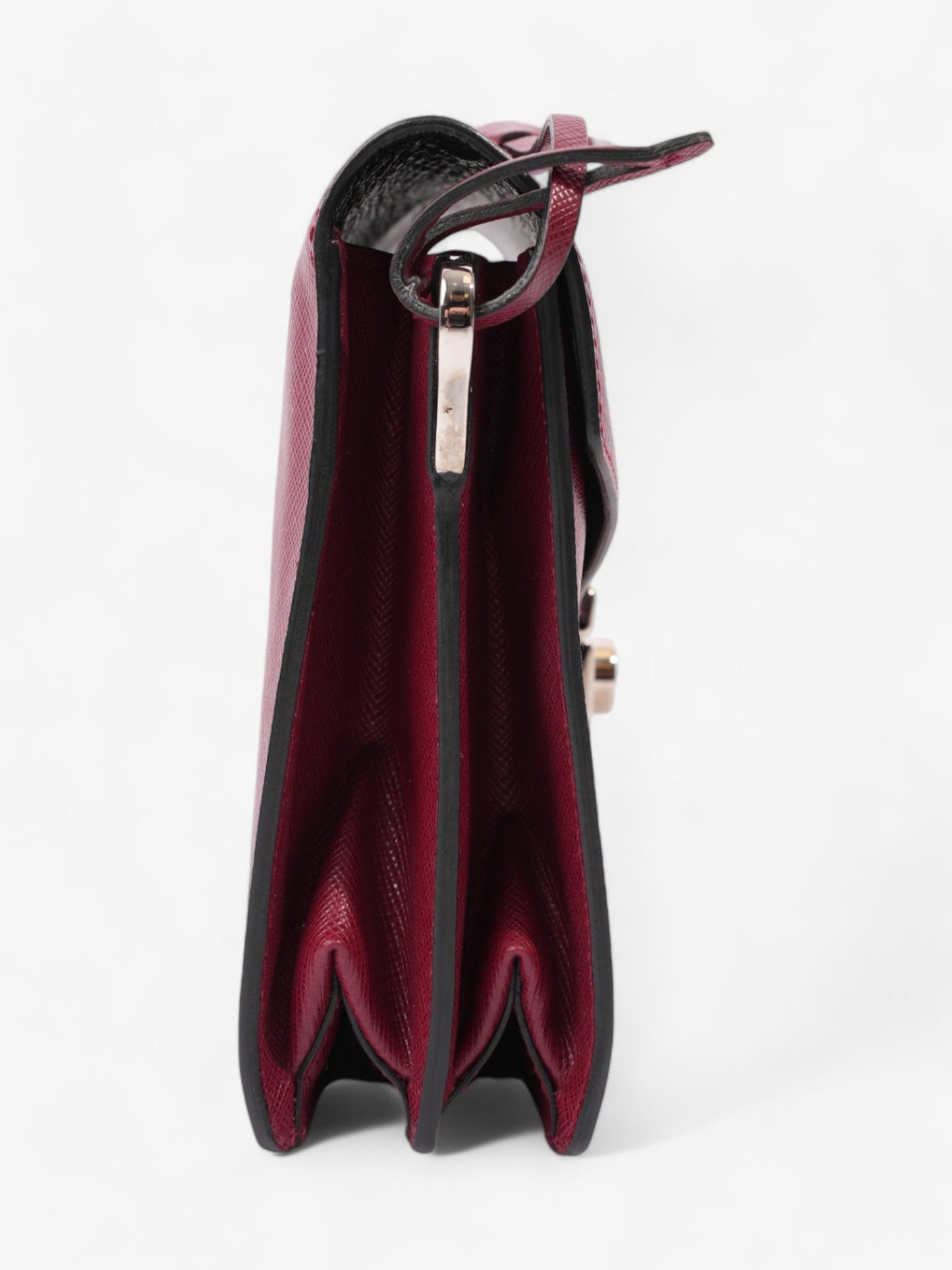 Prada Sound Two Way Bag Burgundy Saffiano Leather