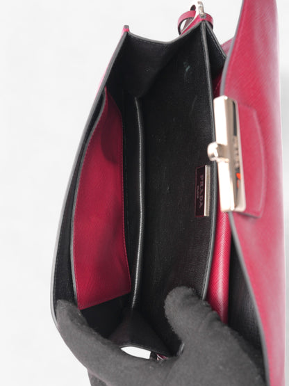 Prada Sound Two Way Bag Burgundy Saffiano Leather