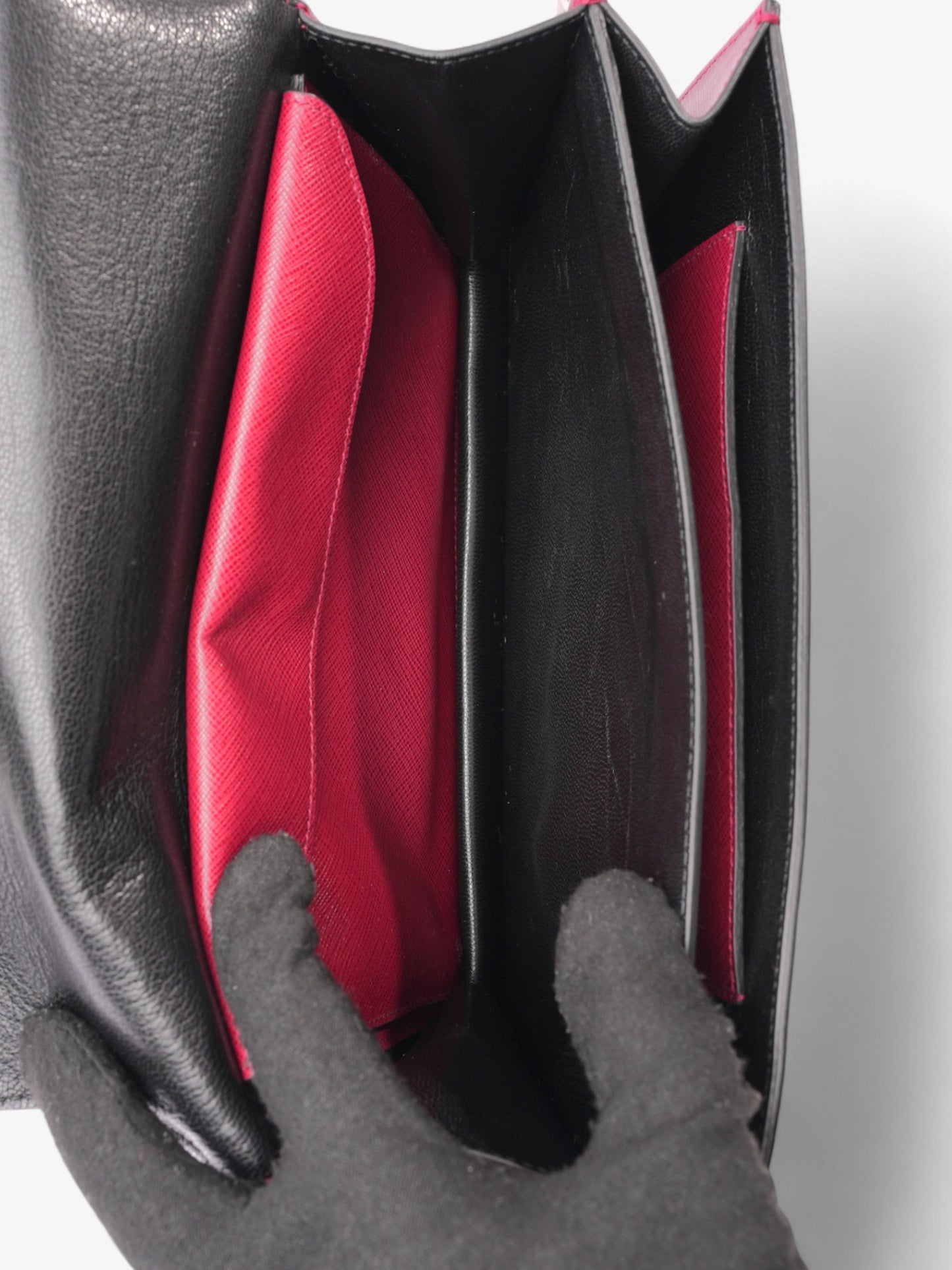 Prada Sound Two Way Bag Burgundy Saffiano Leather