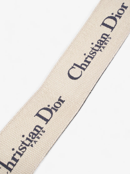 Christian Dior Logo Belt Blue / Beige / Gold Canvas 75cm